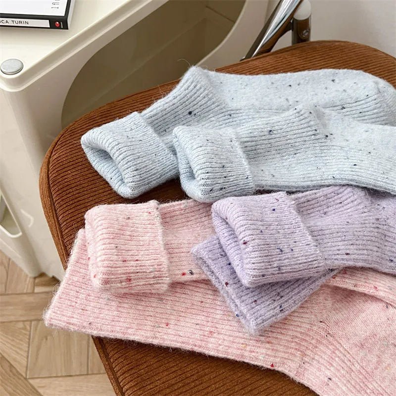 1/5 paires de chaussettes épaisses de couleur unie pour femmes - Look - Home