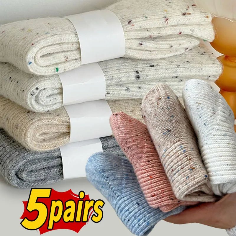 1/5 paires de chaussettes épaisses de couleur unie pour femmes - Look - Home