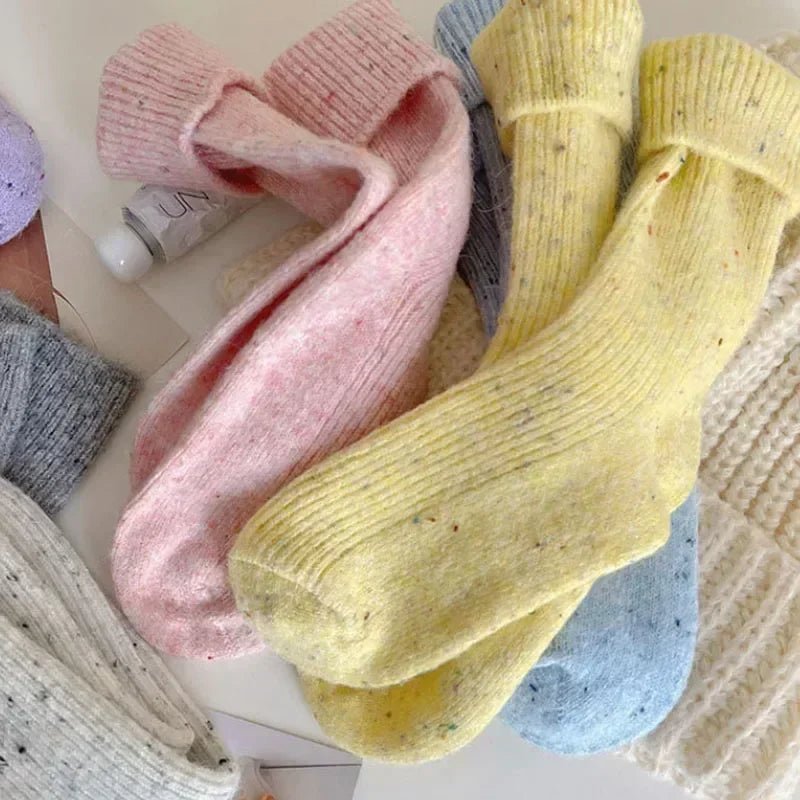 1/5 paires de chaussettes épaisses de couleur unie pour femmes - Look - Home