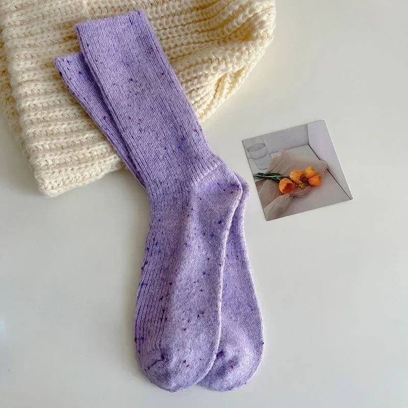 1/5 paires de chaussettes épaisses de couleur unie pour femmes - Look - Home