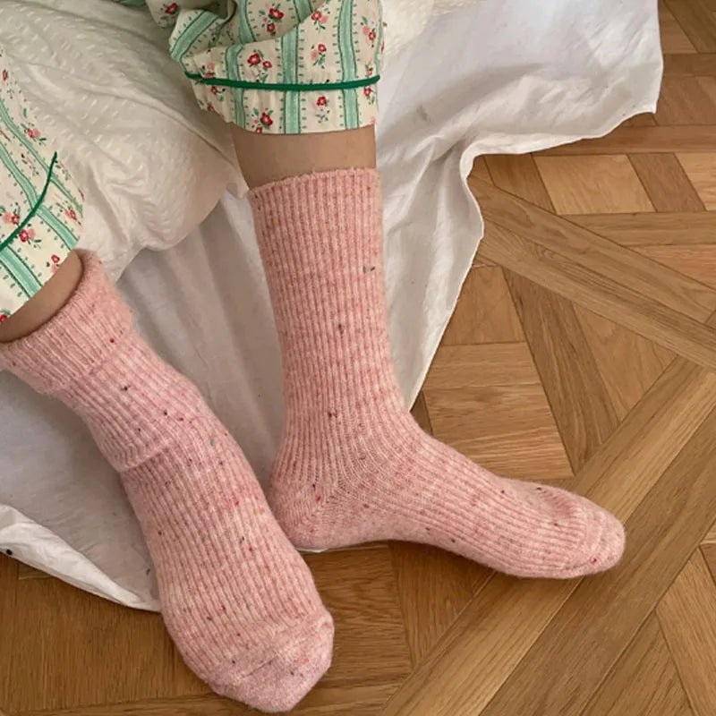 1/5 paires de chaussettes épaisses de couleur unie pour femmes - Look - Home