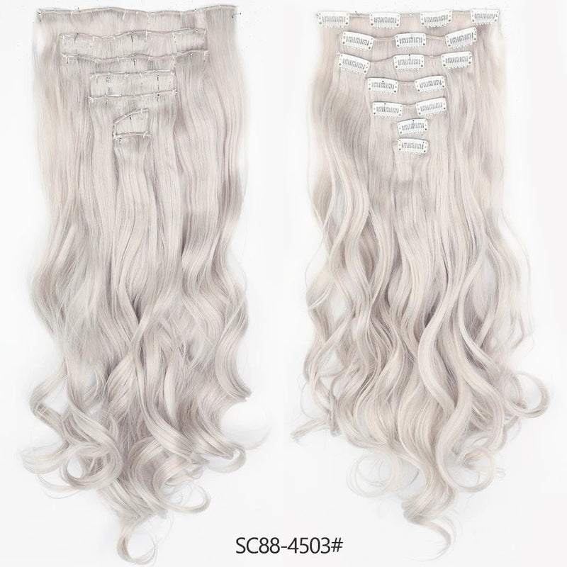 16 clips Extensions de cheveux synthétiques longs ondulés - Look - Home