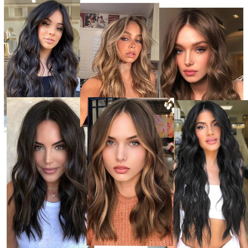 16 clips Extensions de cheveux synthétiques longs ondulés - Look - Home