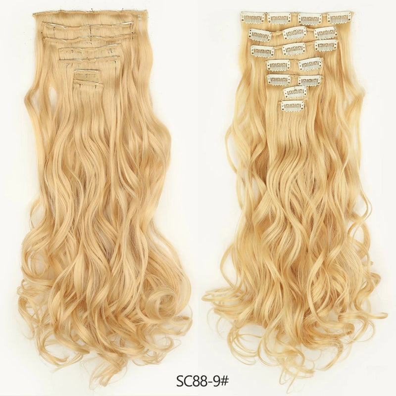 16 clips Extensions de cheveux synthétiques longs ondulés - Look - Home