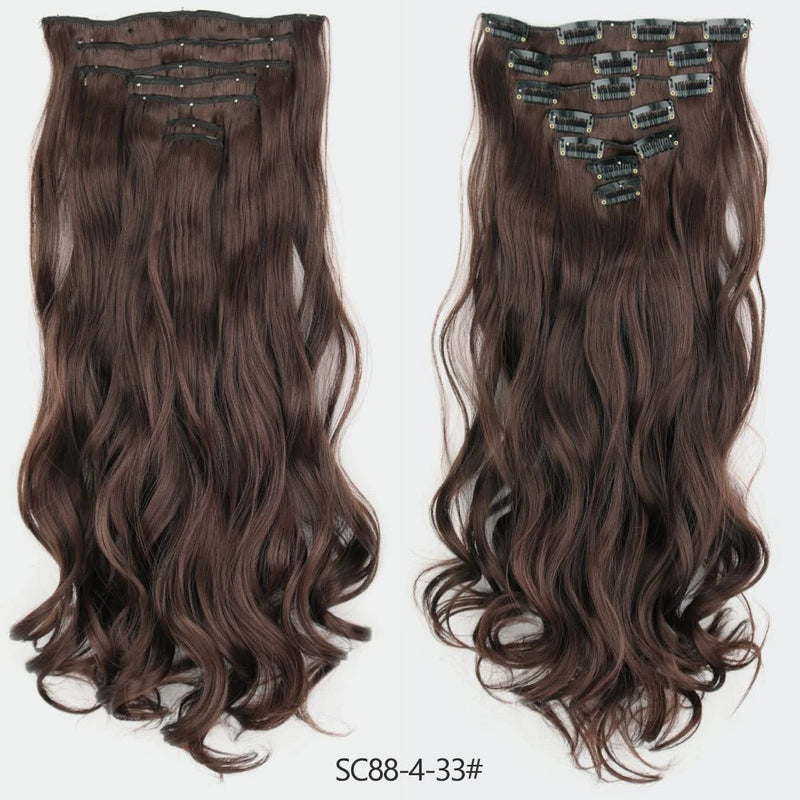 16 clips Extensions de cheveux synthétiques longs ondulés - Look - Home