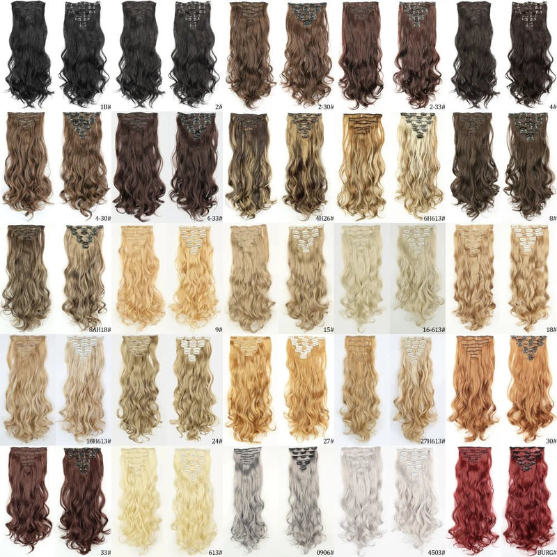 16 clips Extensions de cheveux synthétiques longs ondulés - Look - Home