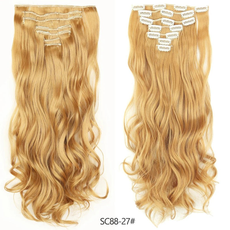 16 clips Extensions de cheveux synthétiques longs ondulés - Look - Home