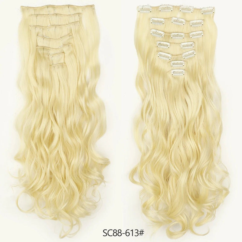 16 clips Extensions de cheveux synthétiques longs ondulés - Look - Home