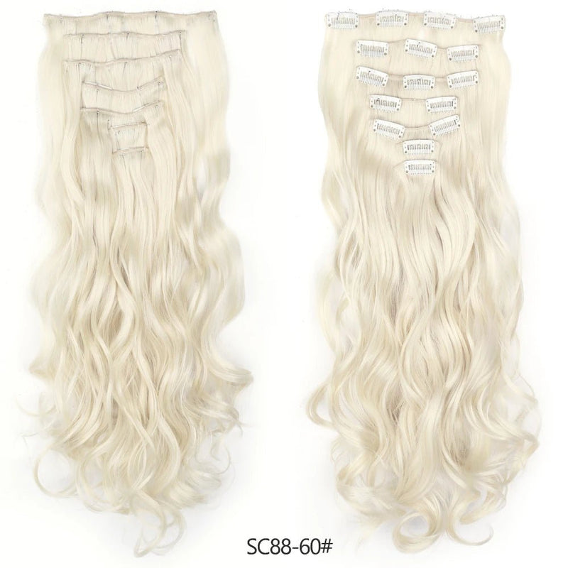 16 clips Extensions de cheveux synthétiques longs ondulés - Look - Home