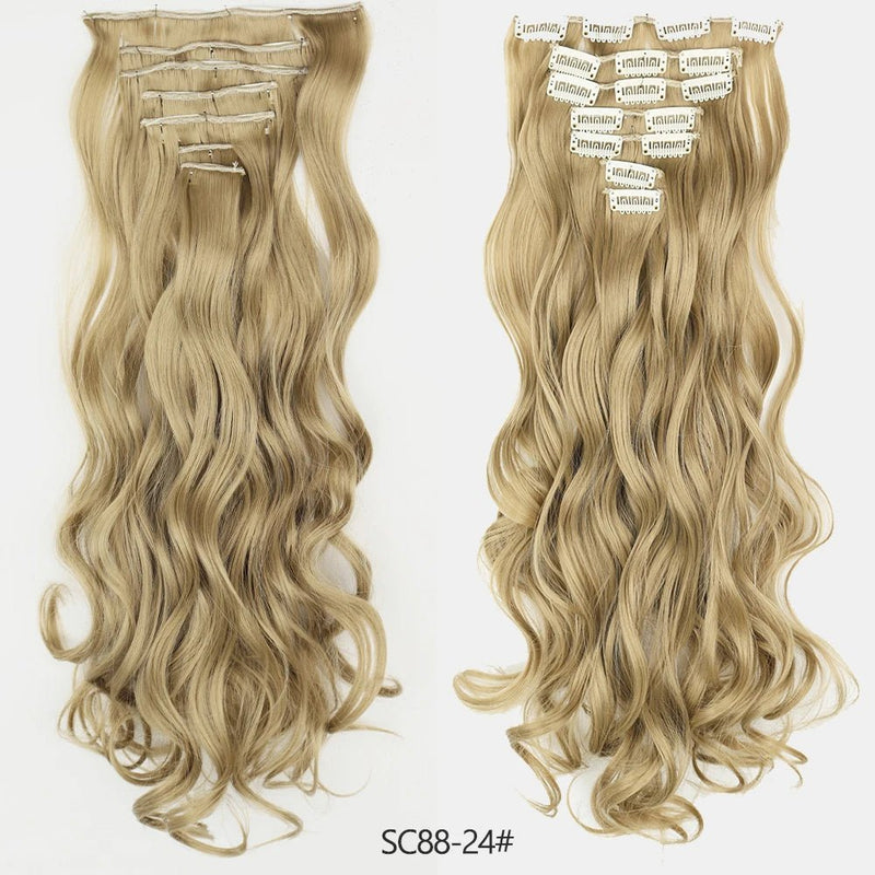 16 clips Extensions de cheveux synthétiques longs ondulés - Look - Home