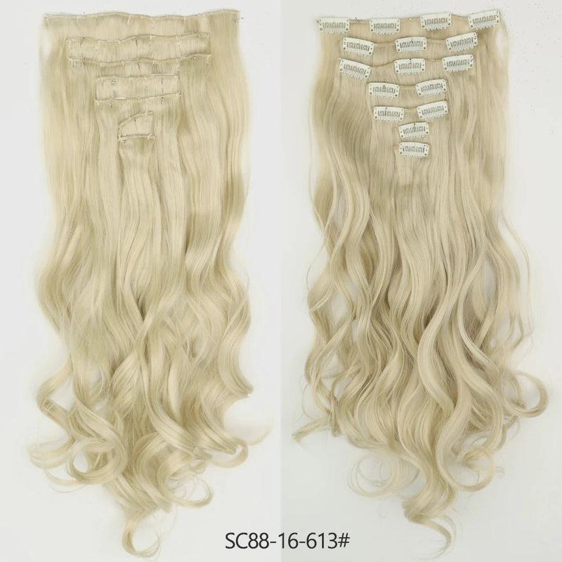 16 clips Extensions de cheveux synthétiques longs ondulés - Look - Home