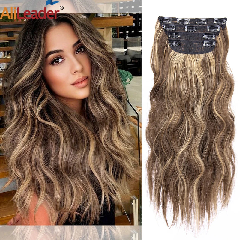 Lot de 4 extensions de cheveux synthétiques à clipser