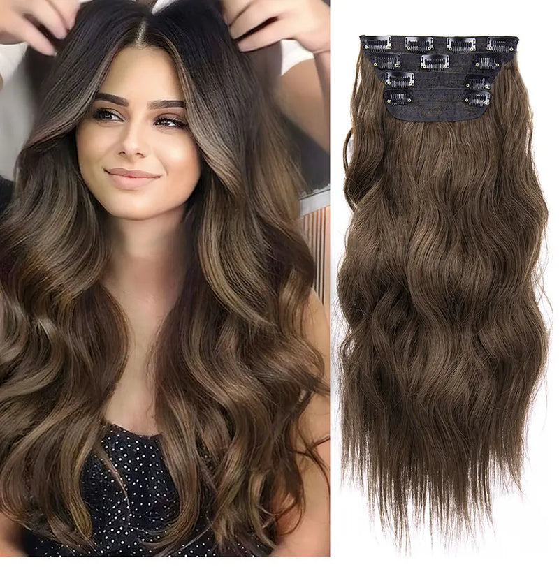 Lot de 4 extensions de cheveux synthétiques à clipser