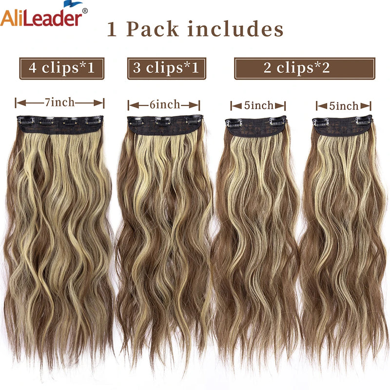 Lot de 4 extensions de cheveux synthétiques à clipser