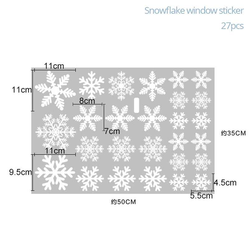 Lot de 27 autocollants de fenêtre en forme de flocon de neige