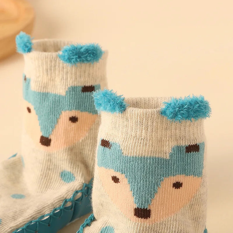 Chaussettes d'hiver pour bébé avec semelle antidérapante en caoutchouc