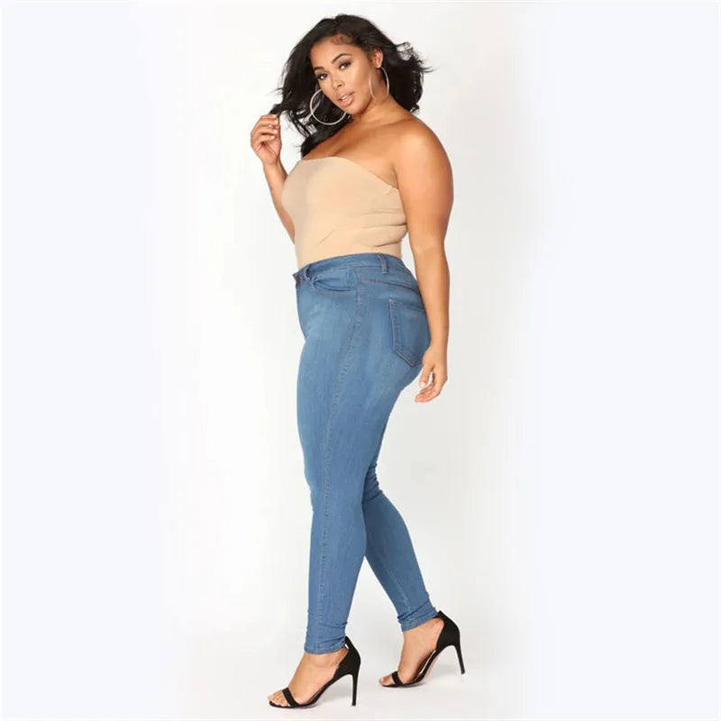 Jean skinny taille haute grande taille XL-5XL pour femme