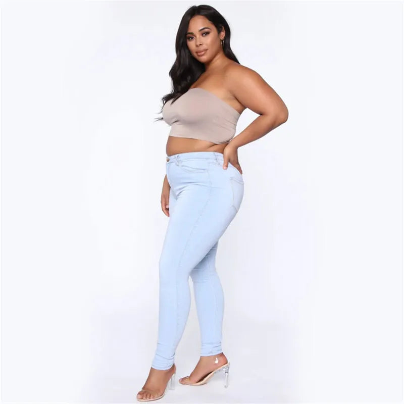 Jean skinny taille haute grande taille XL-5XL pour femme