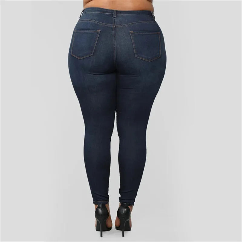 Jean skinny taille haute grande taille XL-5XL pour femme