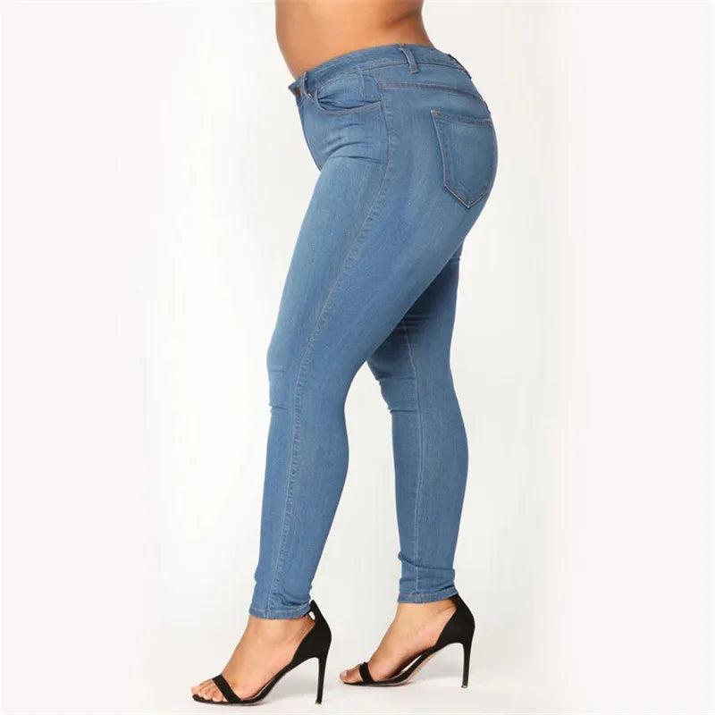 Jean skinny taille haute grande taille XL-5XL pour femme