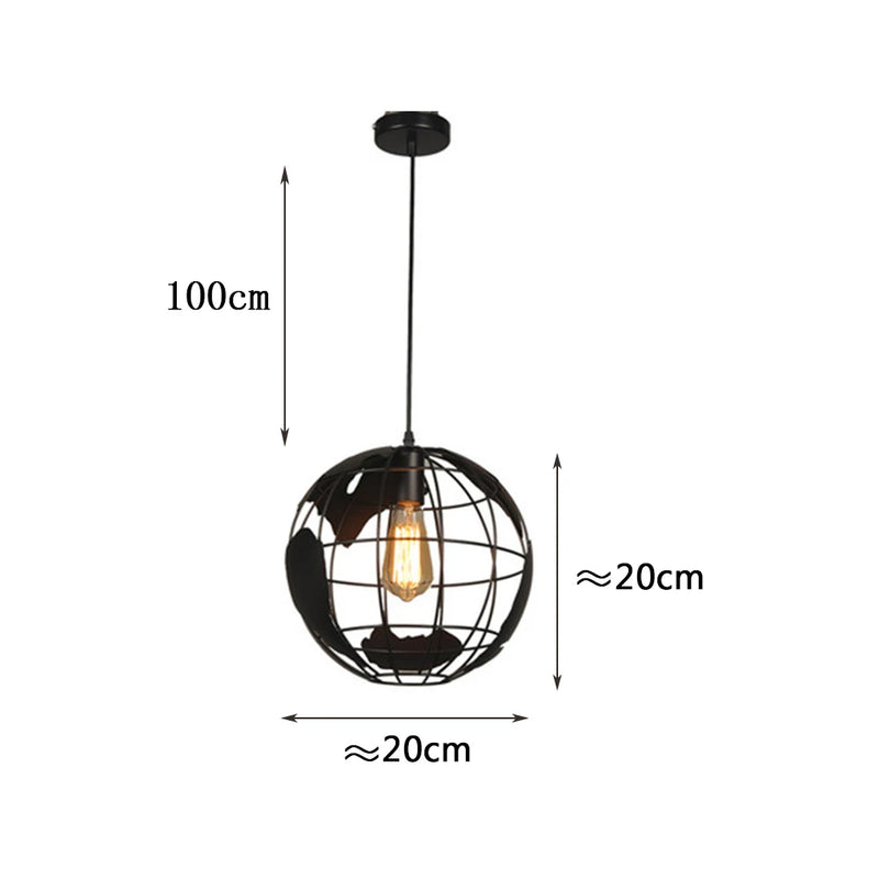 Lustre moderne en forme de globe en fer