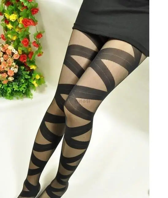 Collants à motifs rayés pour femmes