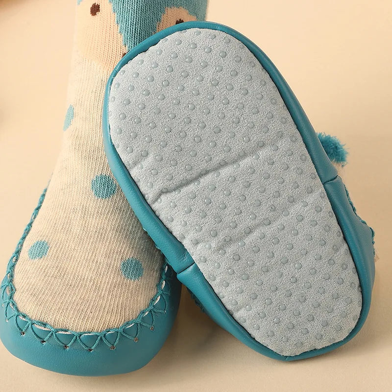 Chaussettes d'hiver pour bébé avec semelle antidérapante en caoutchouc