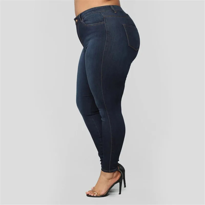 Jean skinny taille haute grande taille XL-5XL pour femme