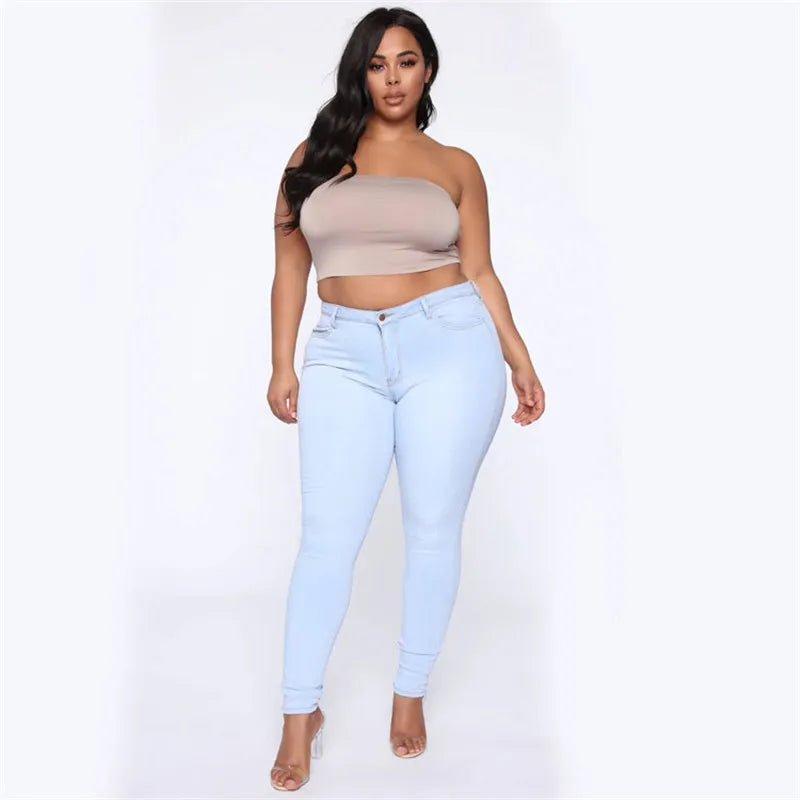 Jean skinny taille haute grande taille XL-5XL pour femme