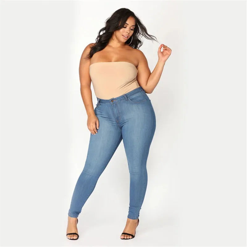 Jean skinny taille haute grande taille XL-5XL pour femme