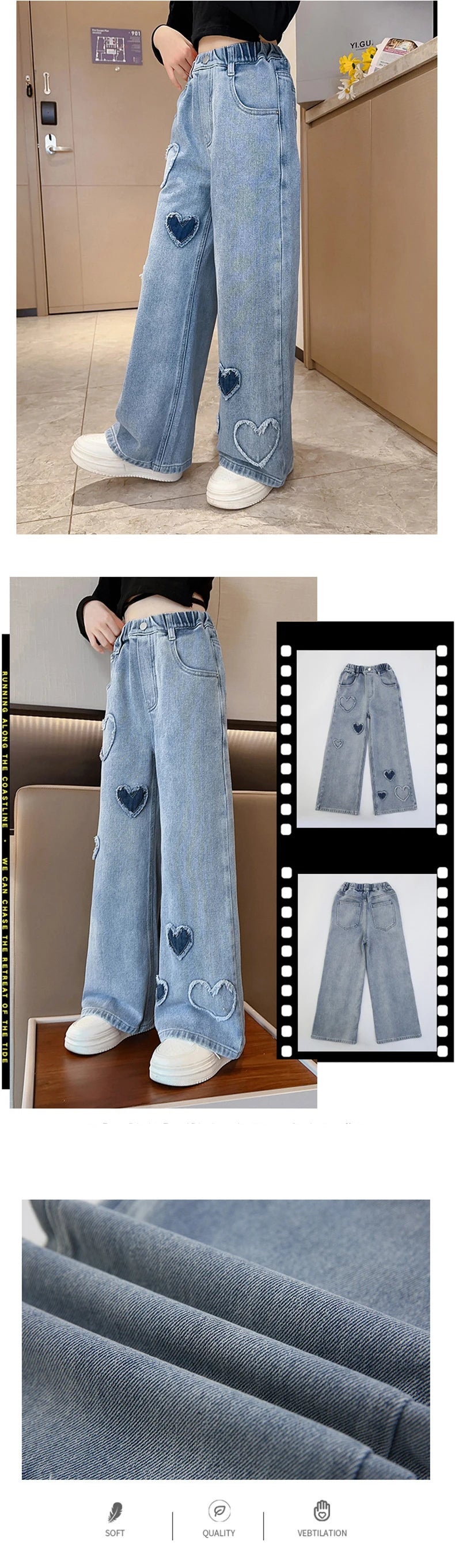 Jeans larges pour filles