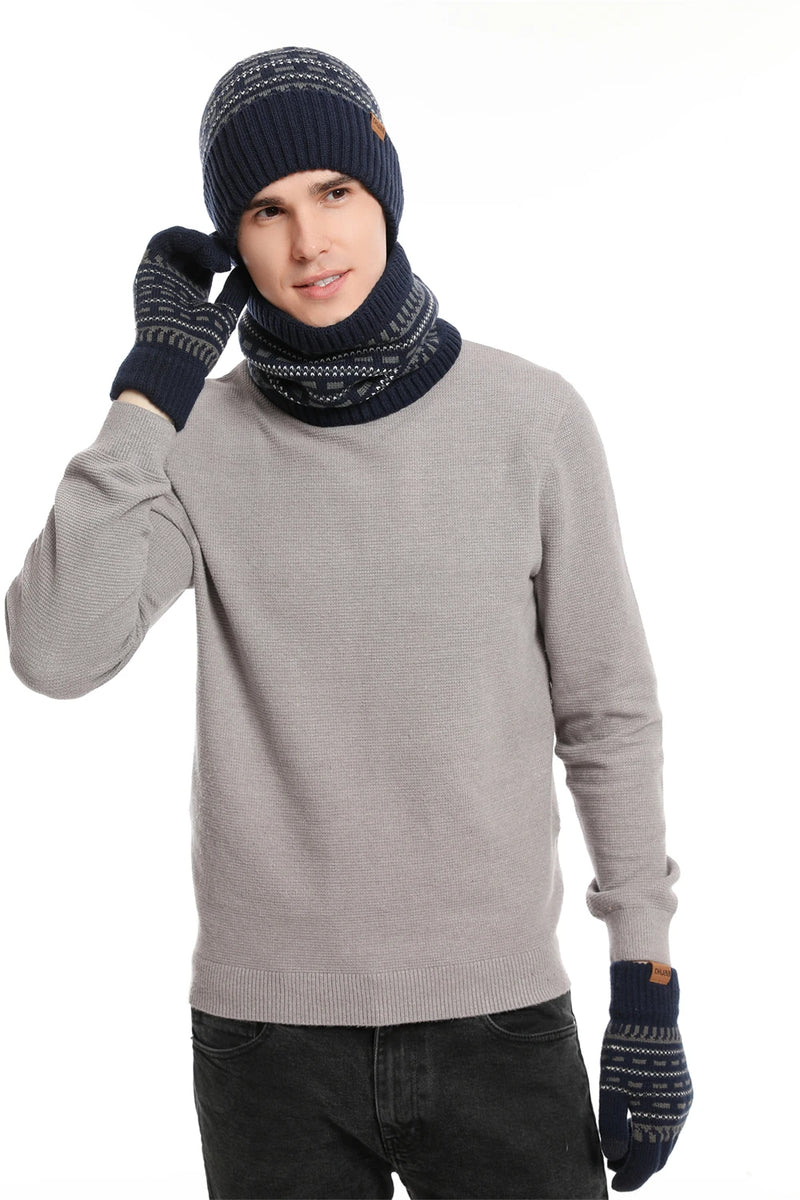 Ensemble bonnet, gants, écharpe homme