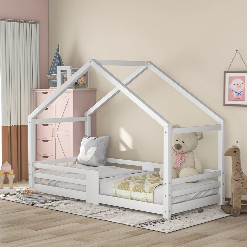 Lit cabane pour enfant 90 x 200 cm, sans matelas blanc