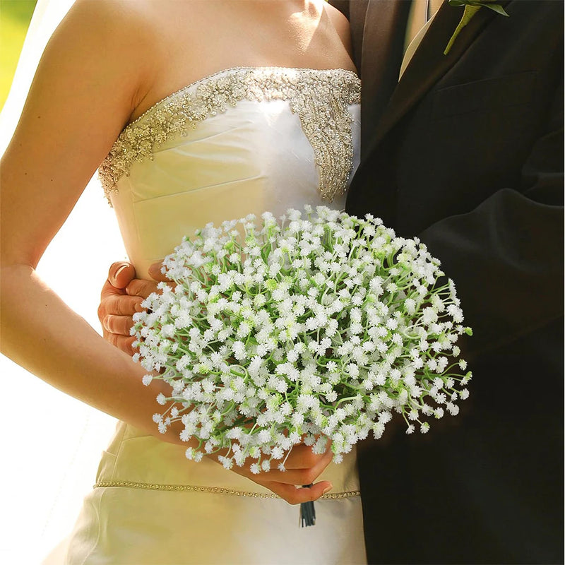 Bouquet de fleurs artificielles en plastique gypsophile