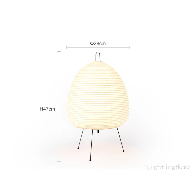 Lampe de table japonaise en papier de riz imprimé