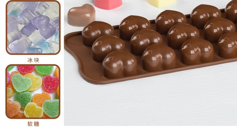 Moule à chocolat en silicone multi-tailles en forme de cœur