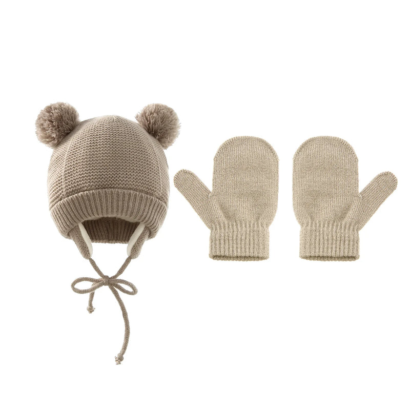 Ensemble bonnet et mitaines d'hiver pour bébé de 1 à 3 ans