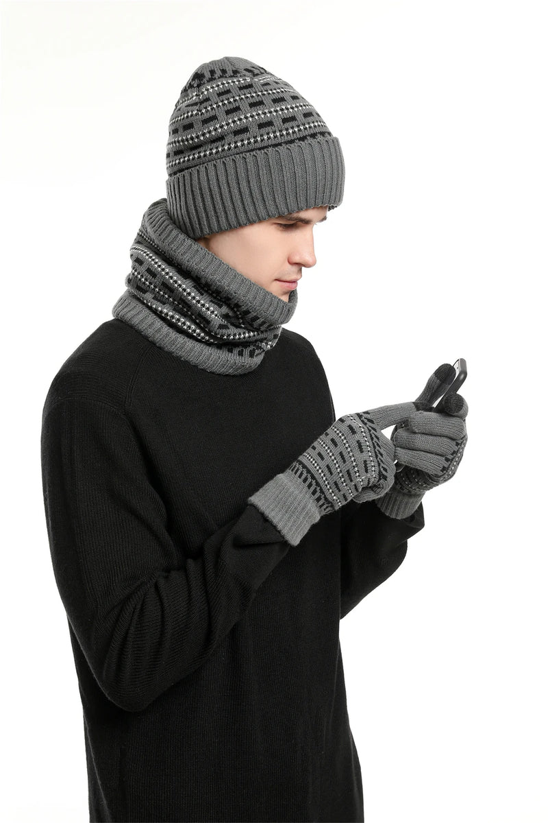 Ensemble bonnet, gants, écharpe homme