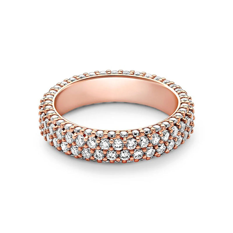 Bague Pandora en argent 925 et or rose avec pavé intemporel brillant