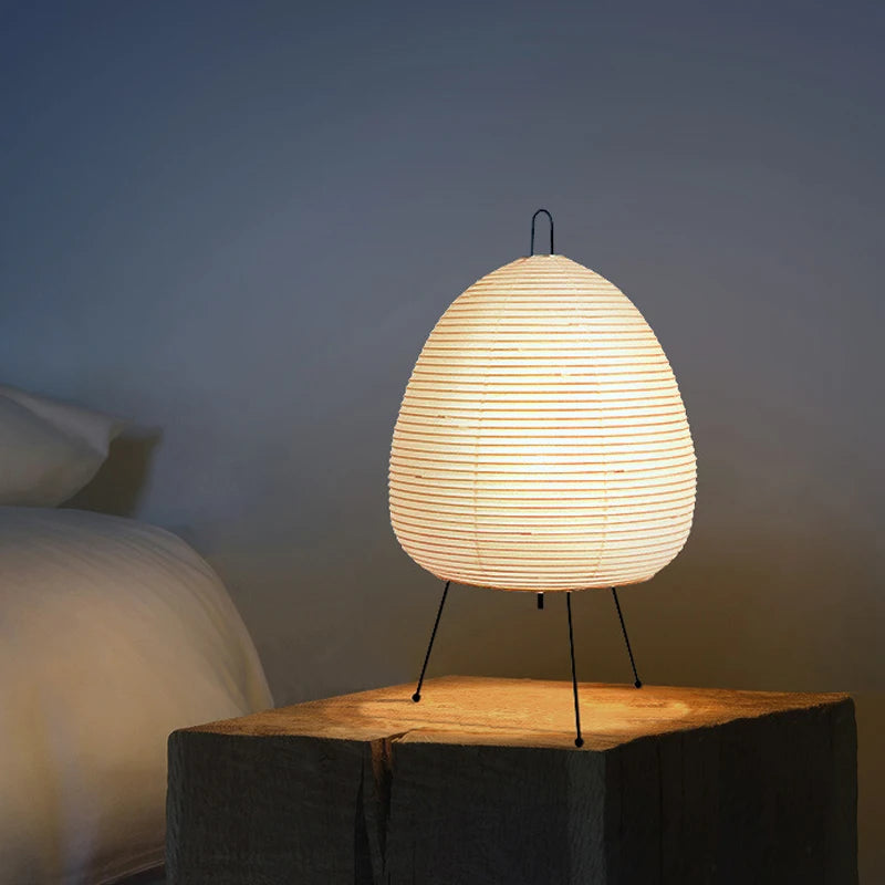 Lampe de table japonaise en papier de riz imprimé