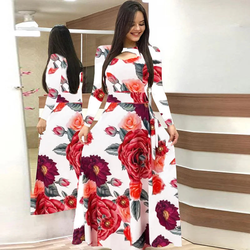 Robe d'hiver à imprimé floral pour femme