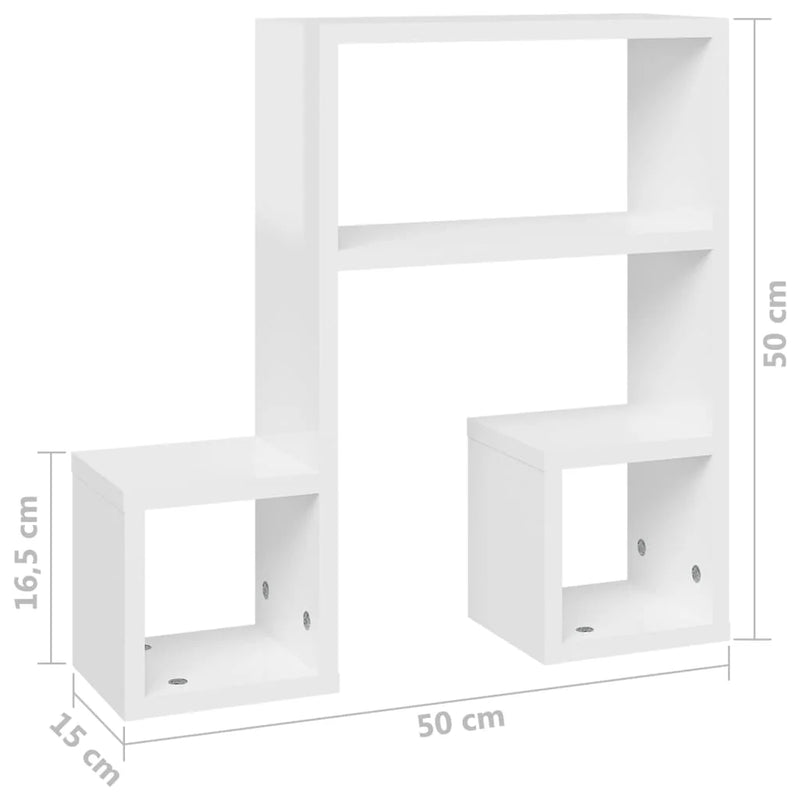 Étagères murales 2 pcs blanc brillant 50x15x50 cm