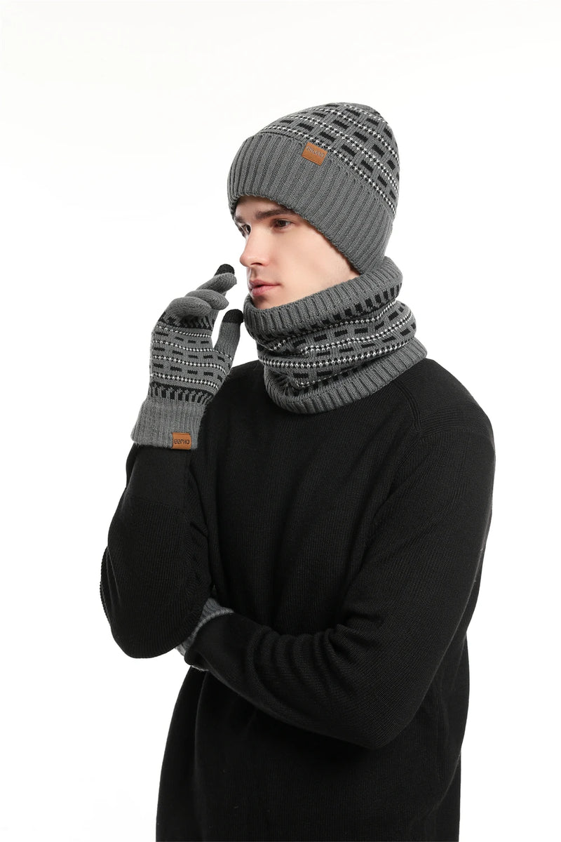 Ensemble bonnet, gants, écharpe homme