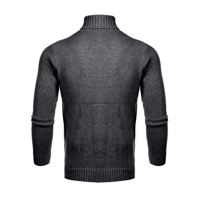 Pull chaud à manches longues et col roulé pour homme