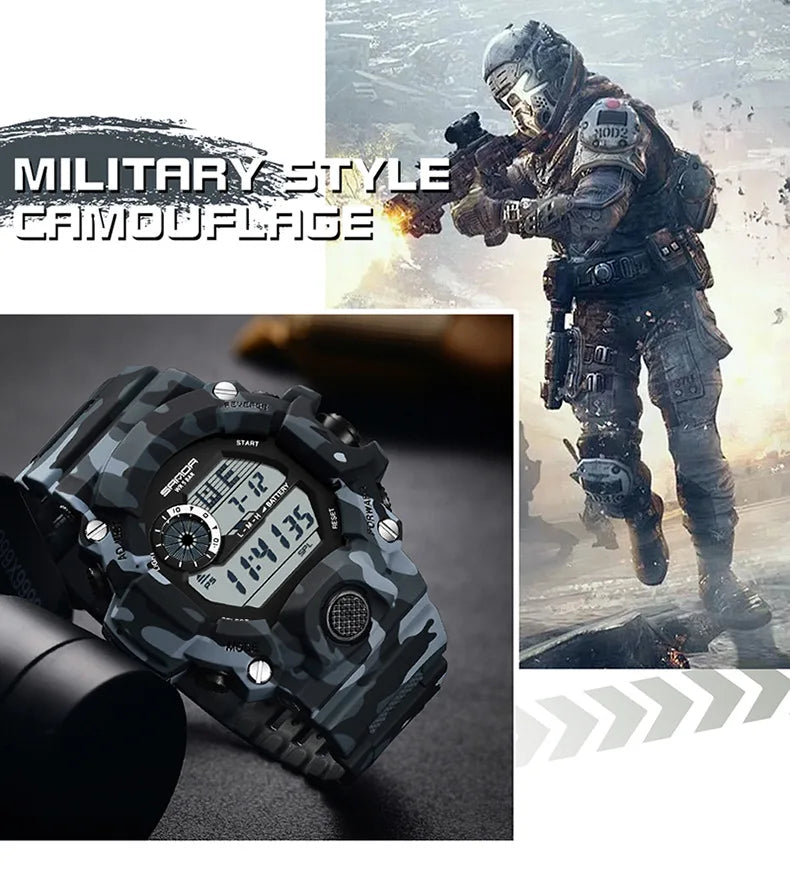 Montre électronique militaire camouflage étanche