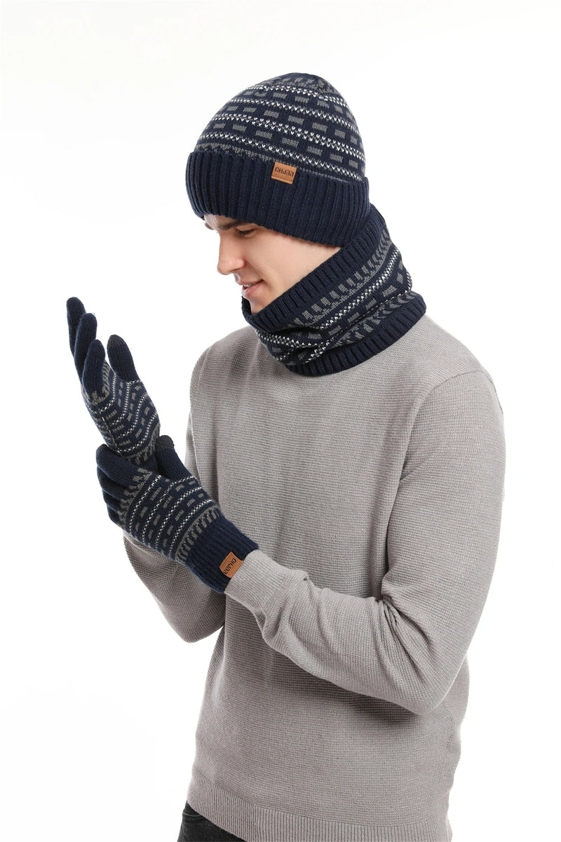 Ensemble bonnet, gants, écharpe homme