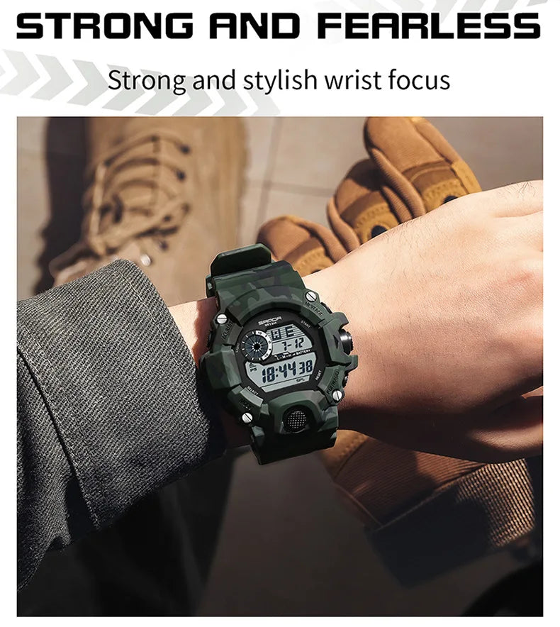 Montre électronique militaire camouflage étanche