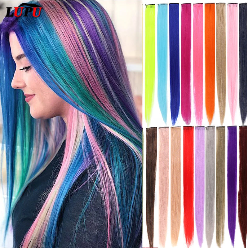 Extensions de cheveux synthétiques colorés