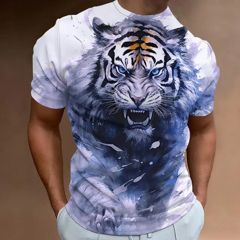 T-shirt à manches courtes pour homme avec imprimé tigre féroce