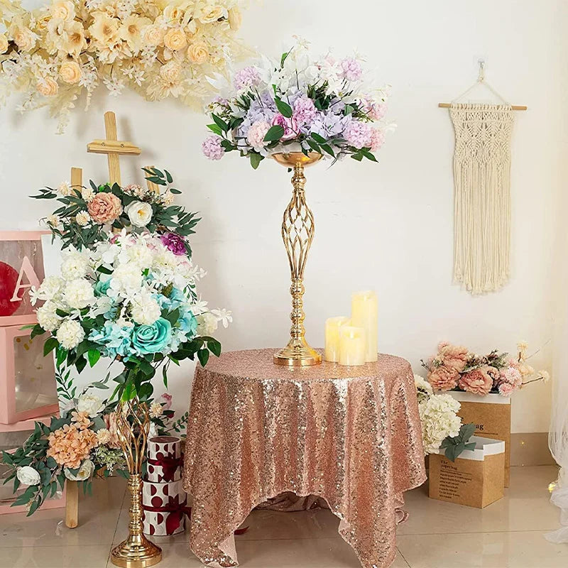 Décoration de bougeoir de table : vase d'art en fer doré, bougeoir torsadé pour fleurs